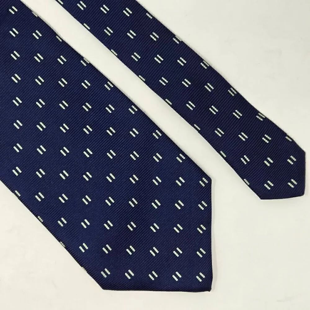PAOLO SAVINI ITALY SILK TIE NAVY BLUE FOULARD SATIN 4" X 58"